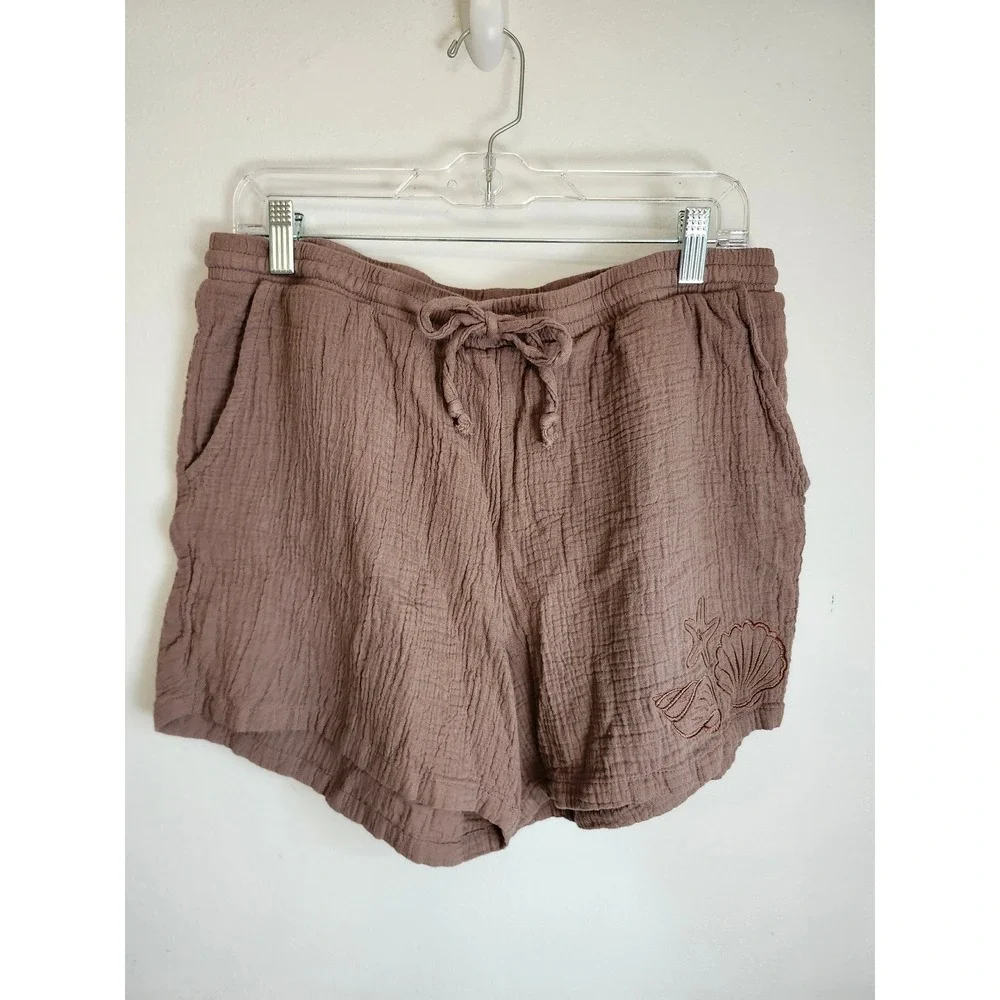 Nicole Miller New York 100% Cotton Gauze Lounge 1X Brwn‎ Beach Embroidered Set
